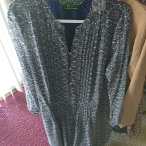 Printed chiffon long sleeve dress